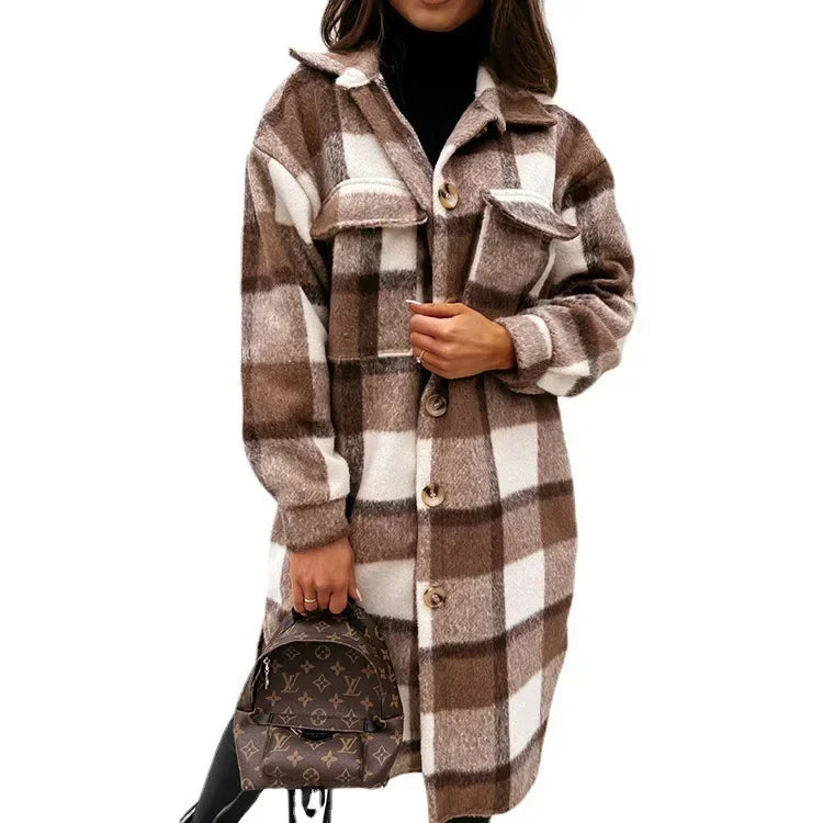 PlaidHug – Abrigo Camisero de Cuadros Largo
