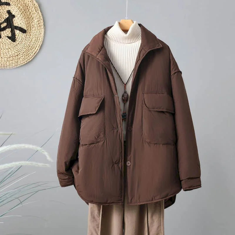 Chaqueta acolchada oversized con bolsillos utilitarios