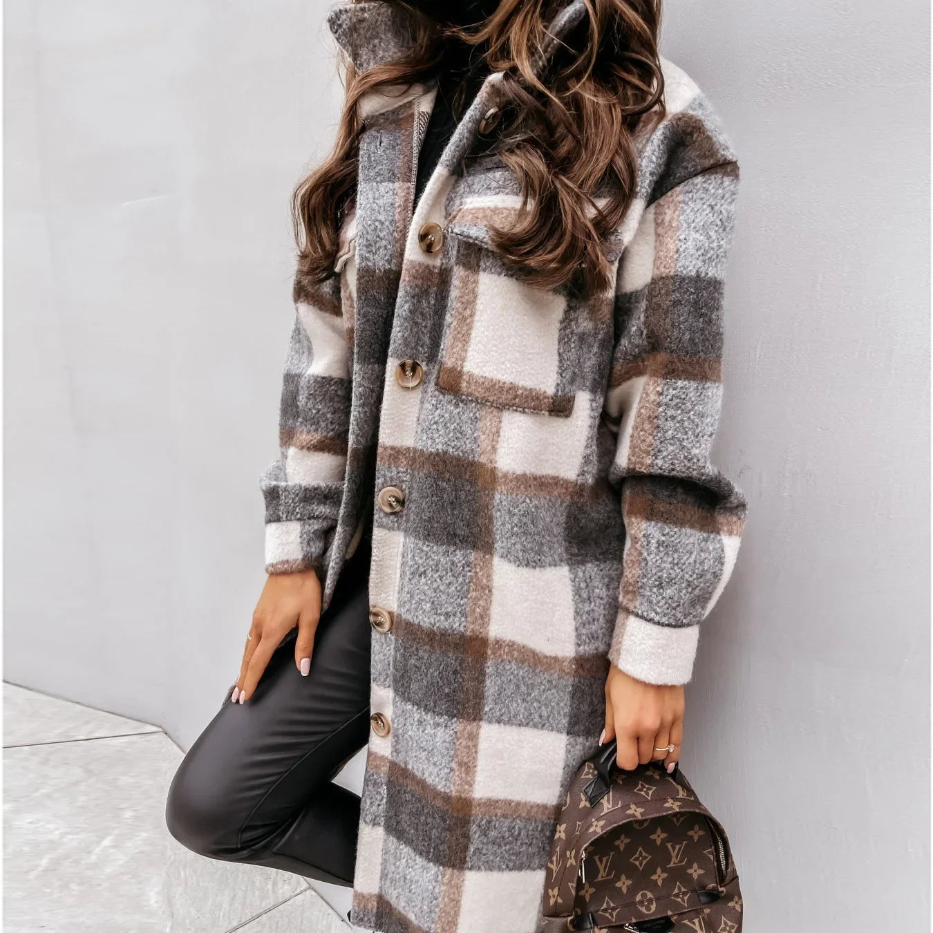 PlaidHug – Abrigo Camisero de Cuadros Largo