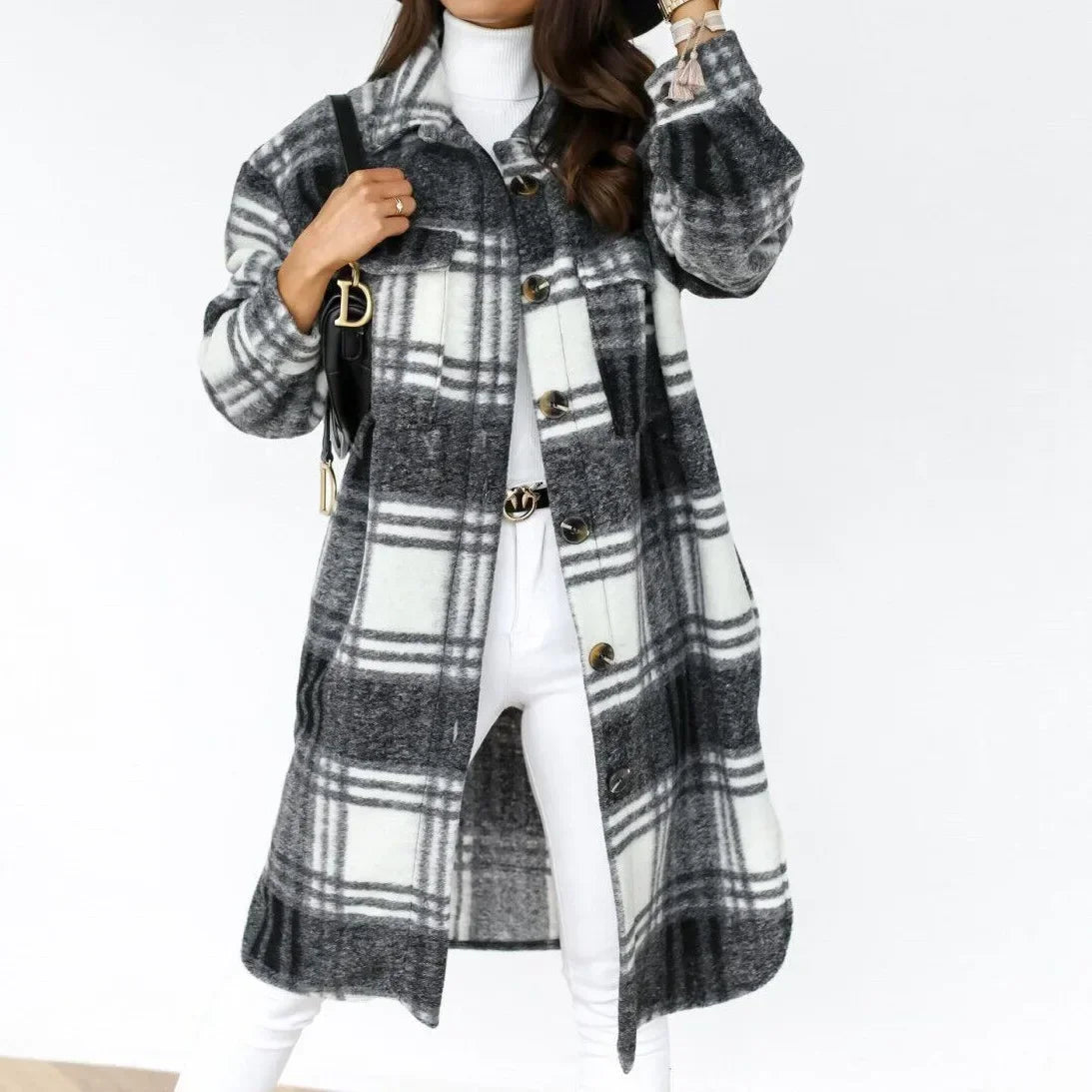 PlaidHug – Abrigo Camisero de Cuadros Largo